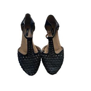 BDG Sandals Flats Flat Shoes Strappy Black Faux Leather Hipster 8
